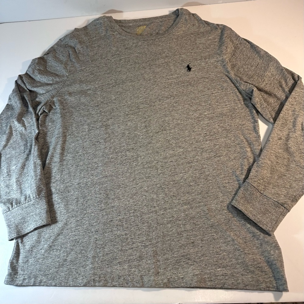 Polo Ralph Lauren Classic Long Sleeve Gray Tee Pre-owned Excellent Cond Large